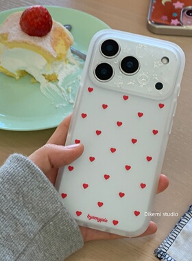 韩国ins小众Y2K满屏甜美红爱心软壳适用iPhone17promax苹果16promax/14/13/12/15个性时尚手机保护套