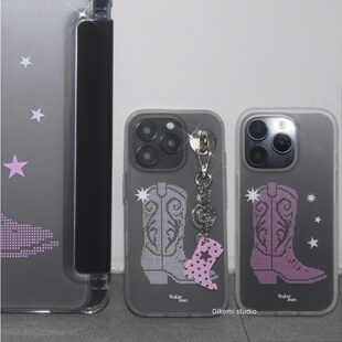 13个性 韩系ins风小众Y2K可爱牛仔靴子星星挂件手机壳适用iphone16promax苹果17promax 高颜值保护套