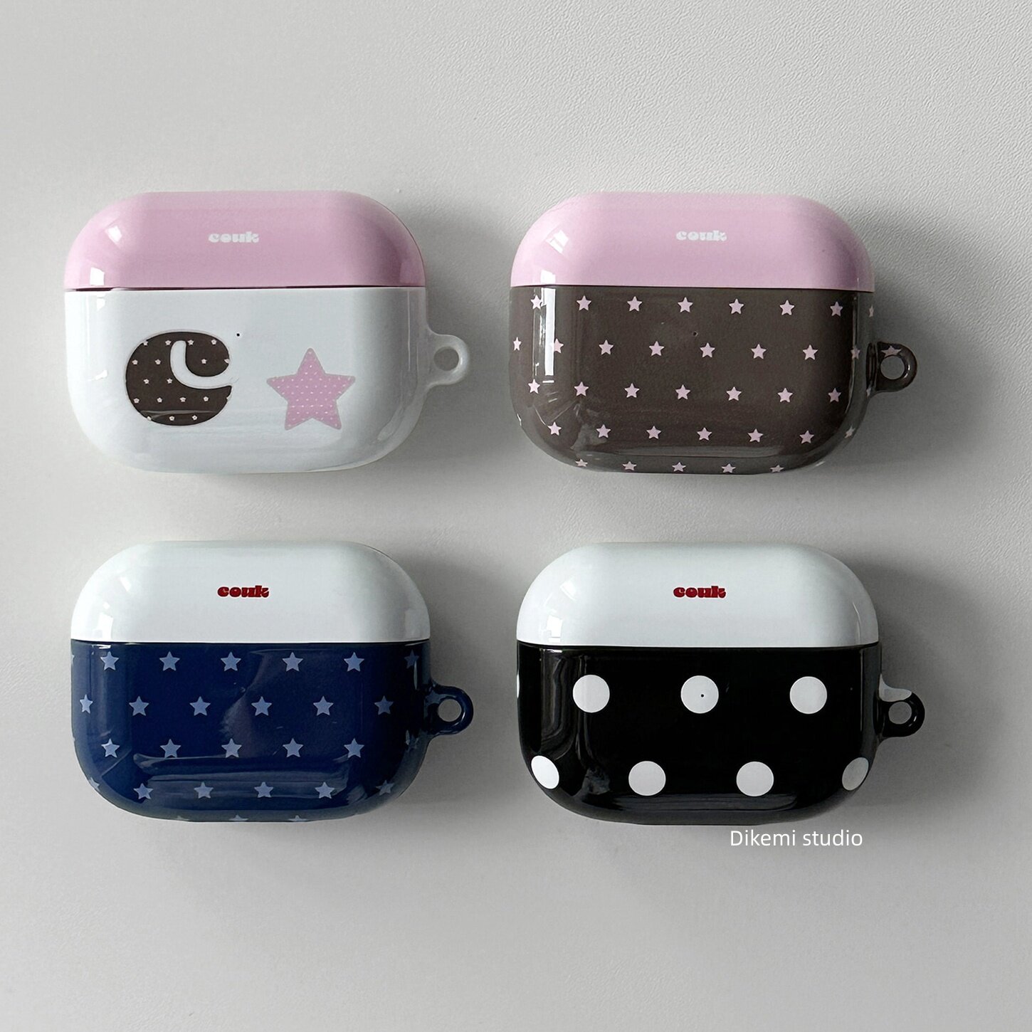 ins小众韩系撞色星月波点韩国进口菲林耳机套适用airpods4/5无线蓝牙耳机壳苹果airpods pro3/2硬保护壳