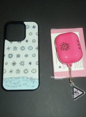 韩国ins小众博主同款蓝色小碎花星星太阳黑边软壳适用iphone15promax/14pro苹果13/12/11全包17pro手机保护套