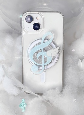 日韩ins小众甜美少女蓝色波点音符翅膀磁吸支架手机壳适用于iPhone16promax苹果15promax/14/13/17手机保护套