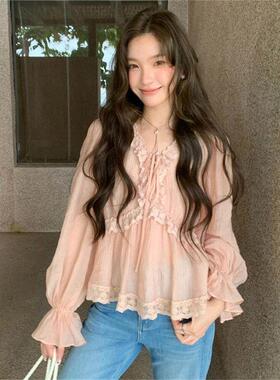 温柔系宽松遮肉减龄衬衫胖MM大码女装新款显瘦衬衣绝美巨好看上衣