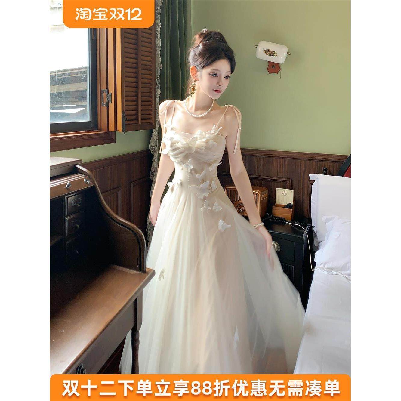 吊带晚礼服女2025新款夏季法式宴会超仙气质十八岁成人礼艺考订婚