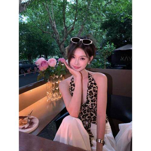 美式豹纹绝吊带背心女设计