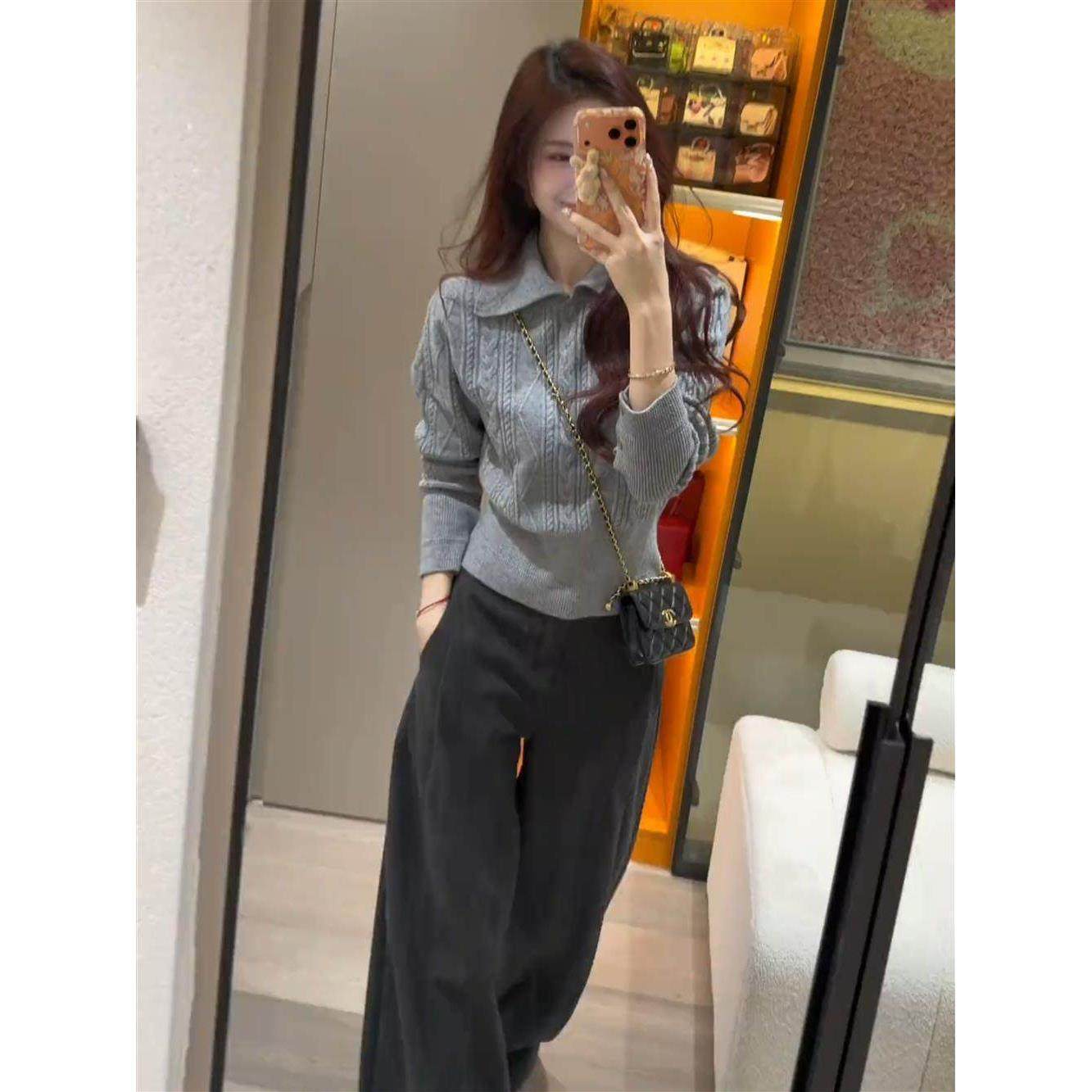 老钱风Polo衫翻领针织毛衣女秋冬新款复古麻花纹内搭长袖打底上衣,女装/女士精品,POLO衫,淘宝优惠券,粉丝福利购,淘宝优惠卷