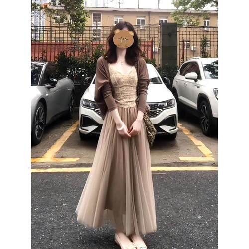 温柔风气质薄纱长裙套装女