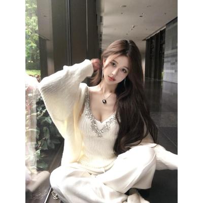 纯欲辣妹v领抹胸上衣女秋