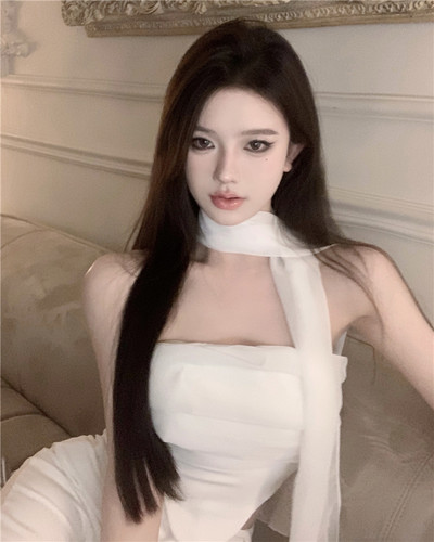 一字肩挂脖吊带骨吊带背心女上衣