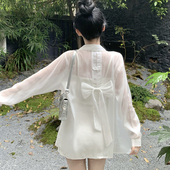 夏季 设计感蝴蝶结防晒开衫 吊带连衣裙外搭罩衫 女衬衫 冰丝外套 薄款
