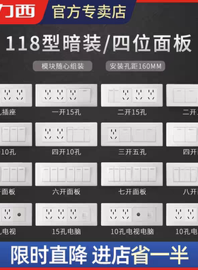 德力西118型白色开关插座二十孔12孔网络闭路电视家用墙壁601面板