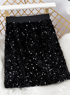 亮片半身裙女2023春装法式复古百搭高级感显瘦闪闪防走光包臀短裙