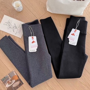 莱卡棉轻塑裤女冬季螺纹高腰加厚打底衫无尴尬线羊羔绒保暖小脚裤