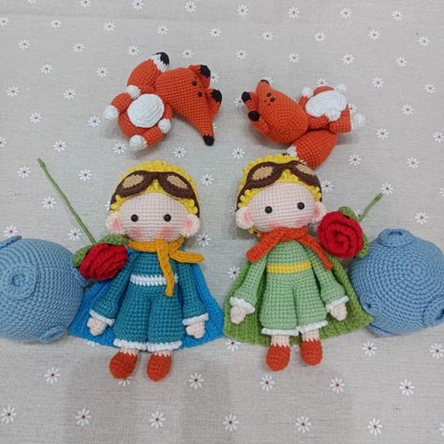 手工编织钩针玩偶小王子的星球狐狸DIY成品材料包钩织玫瑰花