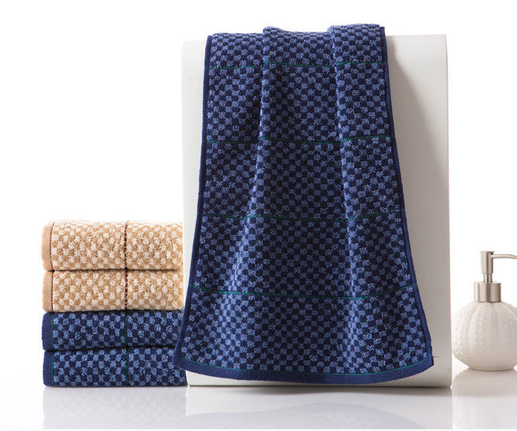 金号面巾正品纯棉提缎柔软舒适洗脸巾60*30cm男士小方格中巾G1743