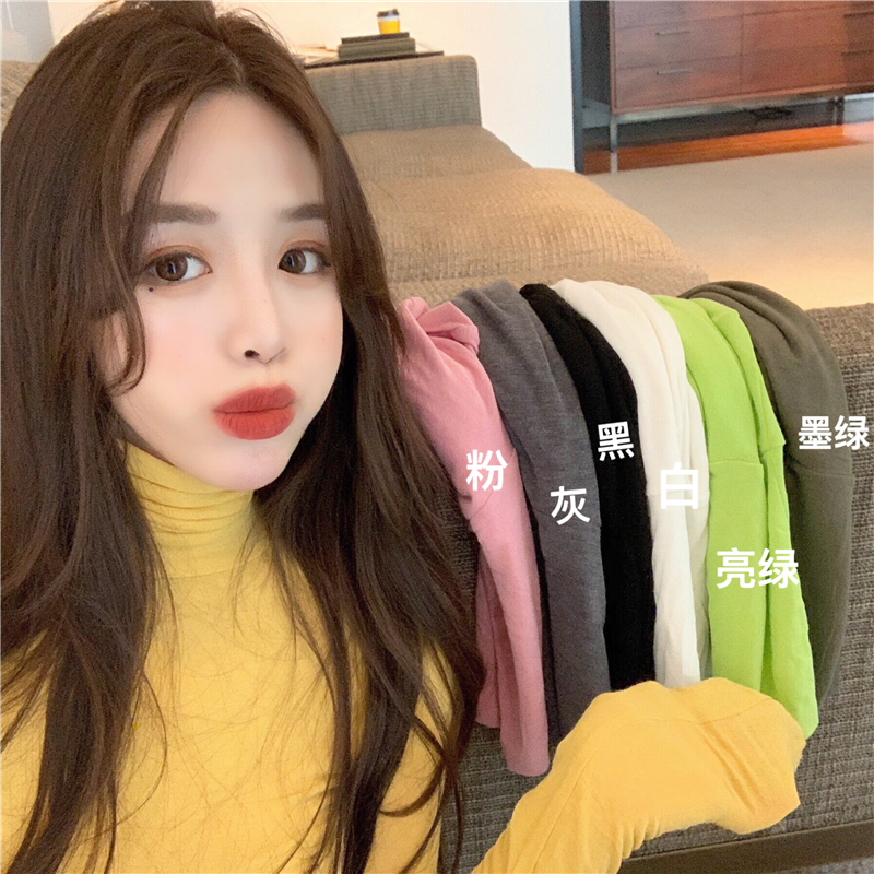 Korean multi color and versatile high collar bottoming shirt