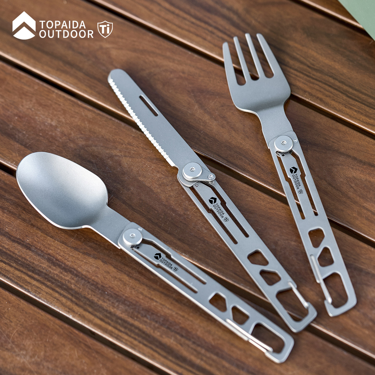 纯钛户外露营便携餐具套装