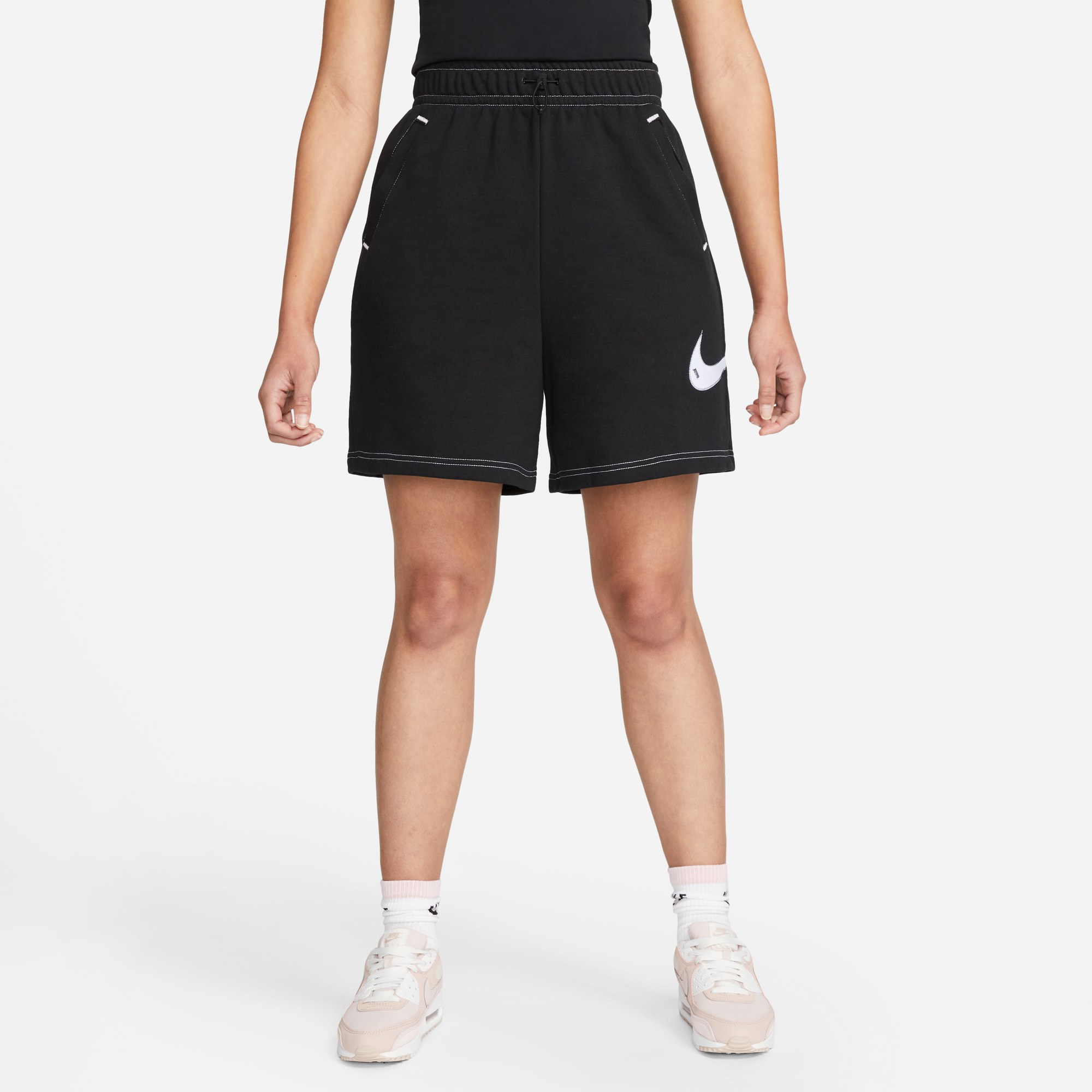 Nike耐克官方女子高腰短裤运动裤宽松法式毛圈耐克勾勾贴片DM6750