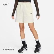 Nike耐克官方女子针织短裤夏运动裤宽松纯棉耐克勾勾休闲DM6729