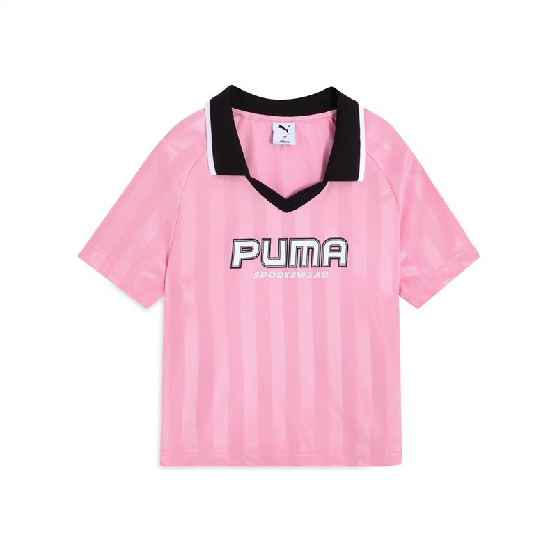 PUMA彪马多巴胺复古条纹短袖Polo衫女夏季彩色印花运动上衣631726