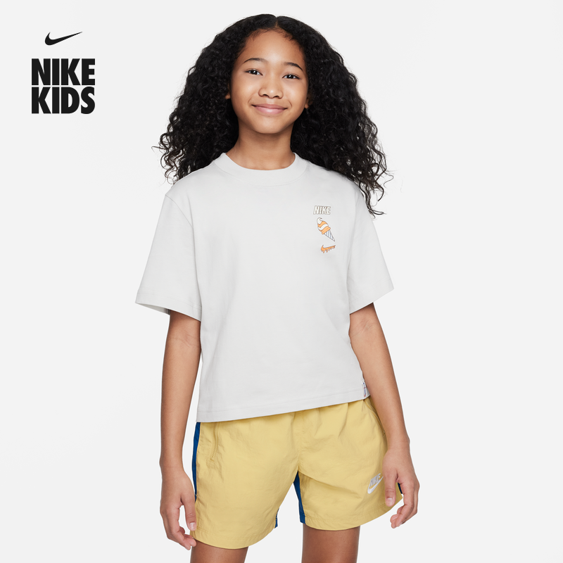 Nike耐克官方儿童大童女童T恤夏季新款宽松纯棉运动轻便FV5495