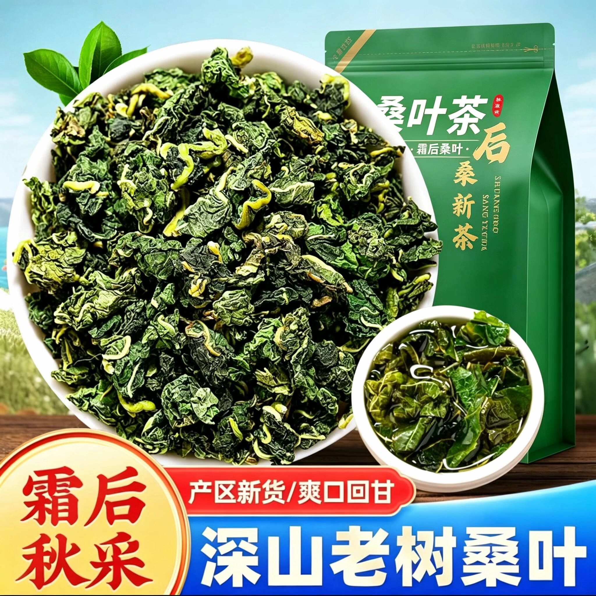 【霜后桑叶茶】霜打老桑树叶桑葚打秋后桑叶新鲜中药材桑叶干滋补