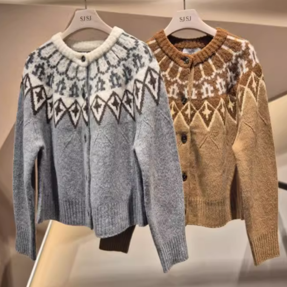 潮流直邮  韩国SJSJ正品   甜美提花针织开衫 SJ2FB-KCD793W