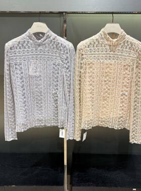 潮流直邮 韩国O'2nd 奥蔻 26春  蕾丝高领打底T恤O22G0TTOV13W