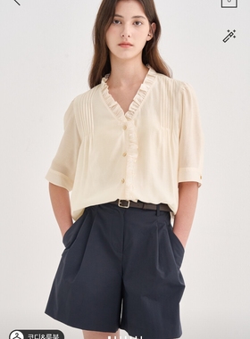 潮流直邮 韩国SJSJ正品 25夏 时尚v领衬衫 SJ2F4-WBL412WP