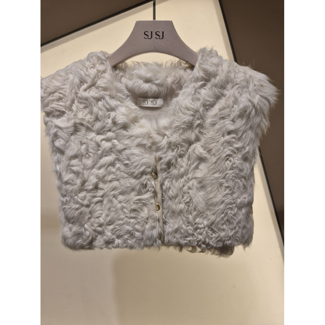 SJSJ24年秋皮草马夹无领