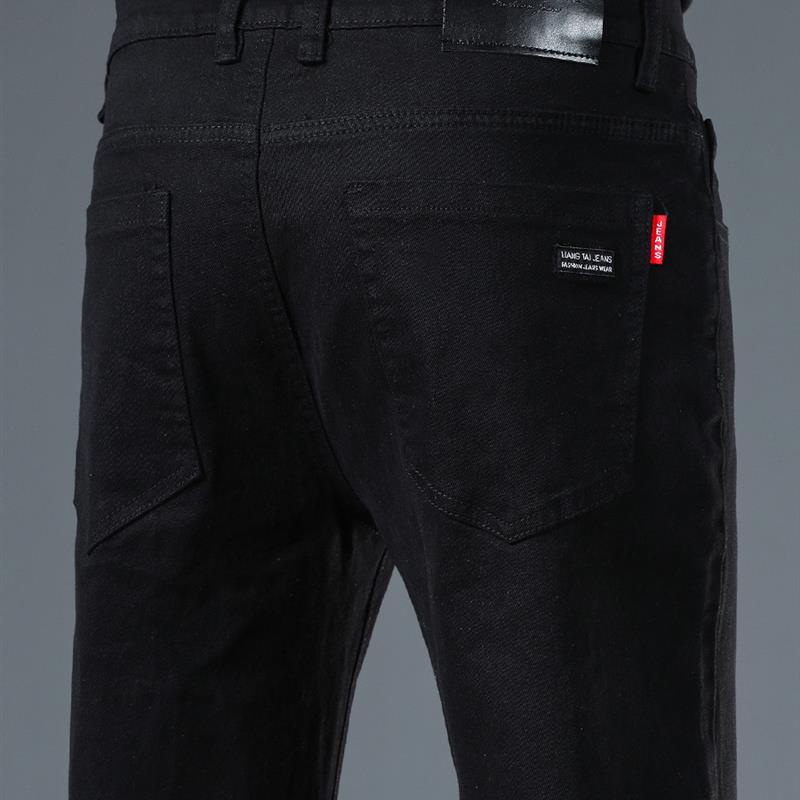 香港高端黑色棉弹牛仔裤男2025春秋款修身直筒中年男裤商务休闲裤