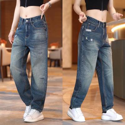 水洗破洞牛仔裤男款潮流百搭痞帅休闲裤子潮牌男美式复古宽松长裤