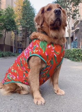 宠物狗东北大花棉袄新年喜庆高弹力中大型犬金毛萨摩耶夏款薄衣服