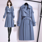 时尚 2023春秋季 韩版 风衣外套女大衣双排扣收腰中长款 小个子潮 新款