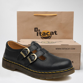 平底1461马丁博士T字带学院风小皮鞋 Dr复古中跟圆头单鞋 丁字鞋 女