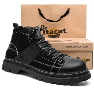 OSITA CAT男鞋马丁靴秋季新款户外工装鞋登山鞋男款男士骑行靴子