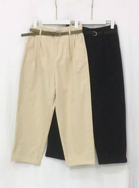 新款秋季休闲裤女装松紧腰纯棉裤子大码宽松磨毛萝卜裤51685