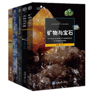 单套自选  好奇心丛书之自然观察手册中国常见古生物化石+矿物与宝石+天体与天象+云与大气现象+岩石与地貌朱江编重庆大学科普书籍
