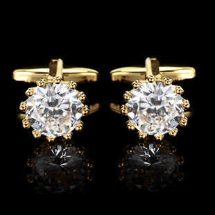 袖扣男法式衬衫原创设计锆石水晶店主推荐轻奢钻石皇冠袖钉扣子