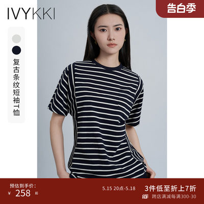 ivykki短袖常规条纹T恤