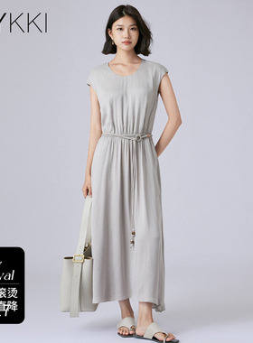 IVYKKI艾维仿真丝无袖连衣裙女2026夏季新款铜氨纤维气质中长裙子