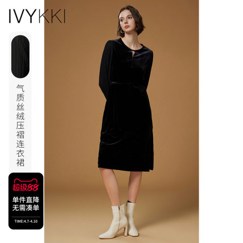 丝绒复古ivykki连衣裙