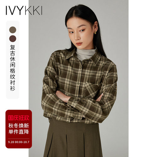 长袖衬衫ivykki格纹复古