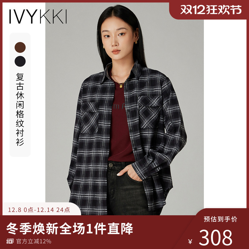 长袖衬衫ivykki格纹复古