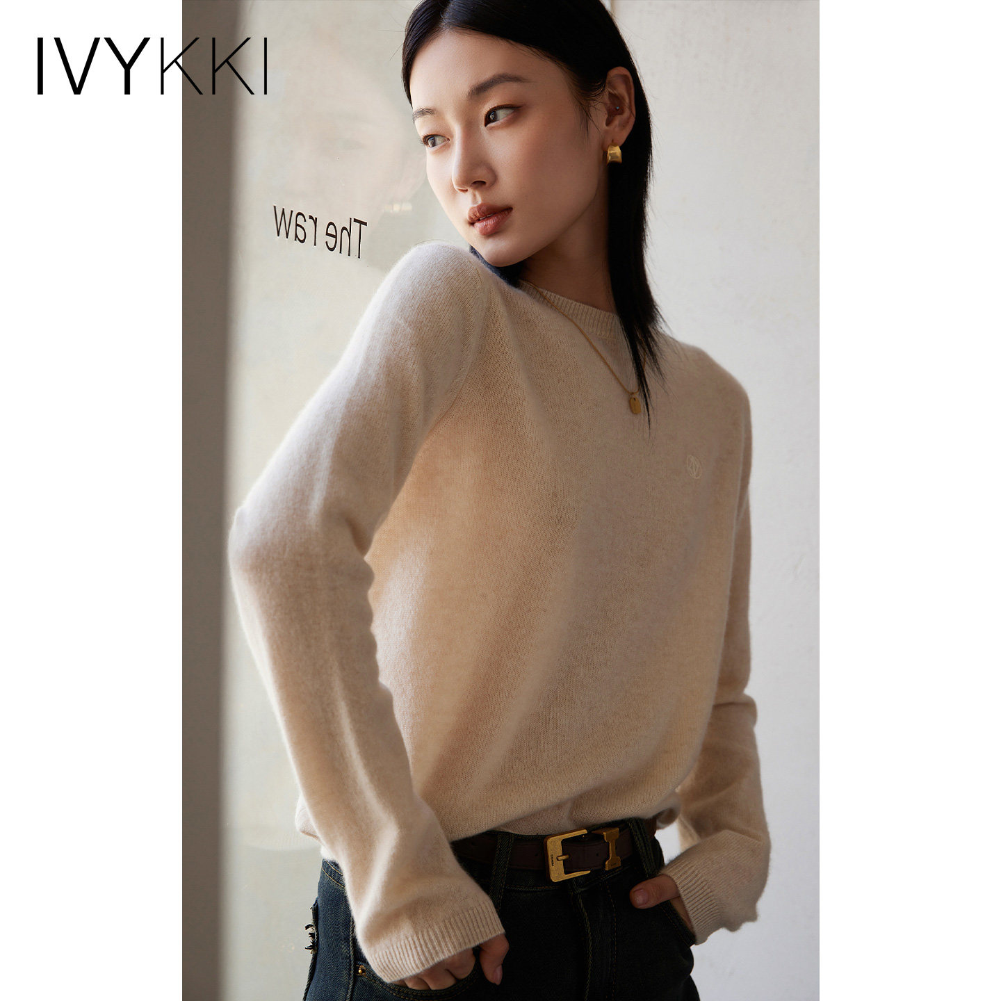 IVYKKI艾维山羊绒长袖毛衣时尚毛针织衫女百搭圆领2025年冬季新款,女装/女士精品,羊绒衫,淘宝优惠券,粉丝福利购,淘宝优惠卷