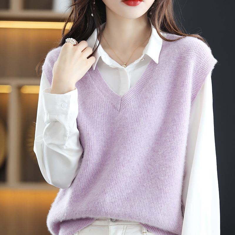 叠穿羊绒针织衫套头马甲叠穿背心