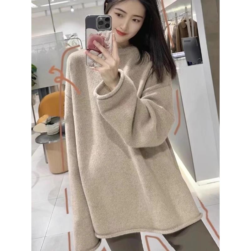 软糯100%纯羊毛衫中长款宽松针织