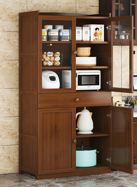 碗橱柜厨房小碗柜家用简易餐边柜经济型实木楠竹茶水柜收纳储物柜