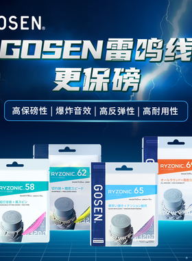 正品GOSEN高神RYZONIC58 62 65 69雷鸣羽毛球线 高弹 超强击球音