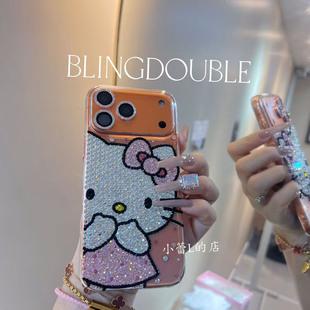 满屏kitty水钻可爱偷笑kitty手机壳适用苹果17promax 17p华为 16p