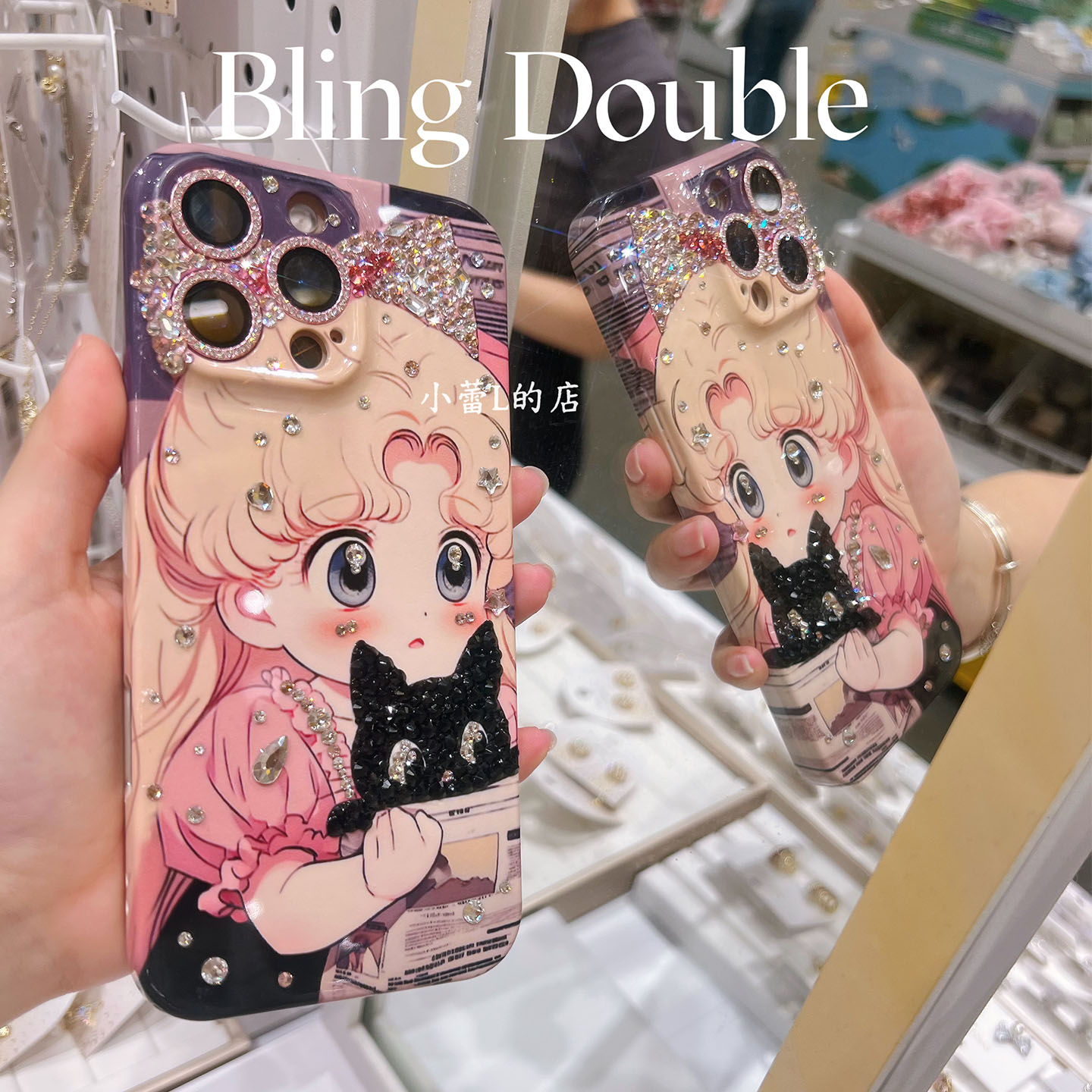猫猫可爱公主美少女水钻手机壳适用苹果16promax15/14/13华为mate